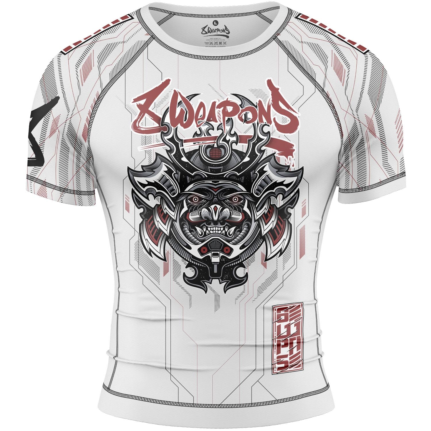 Rashguard Manches Courtes - 8 WEAPONS - Samurai 2.0 - Blanc/Rouge
