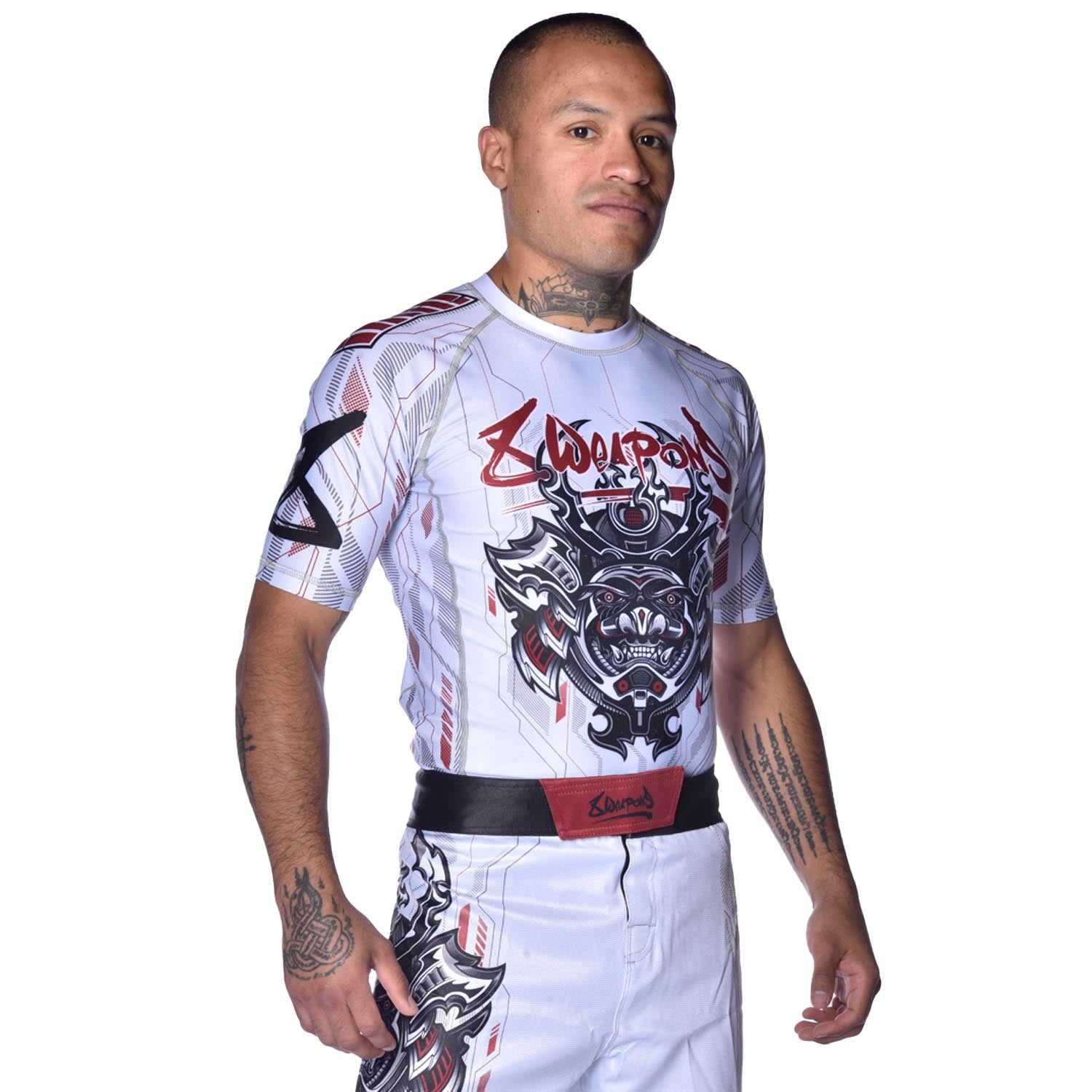 Rashguard Manches Courtes - 8 WEAPONS - Samurai 2.0 - Blanc/Rouge