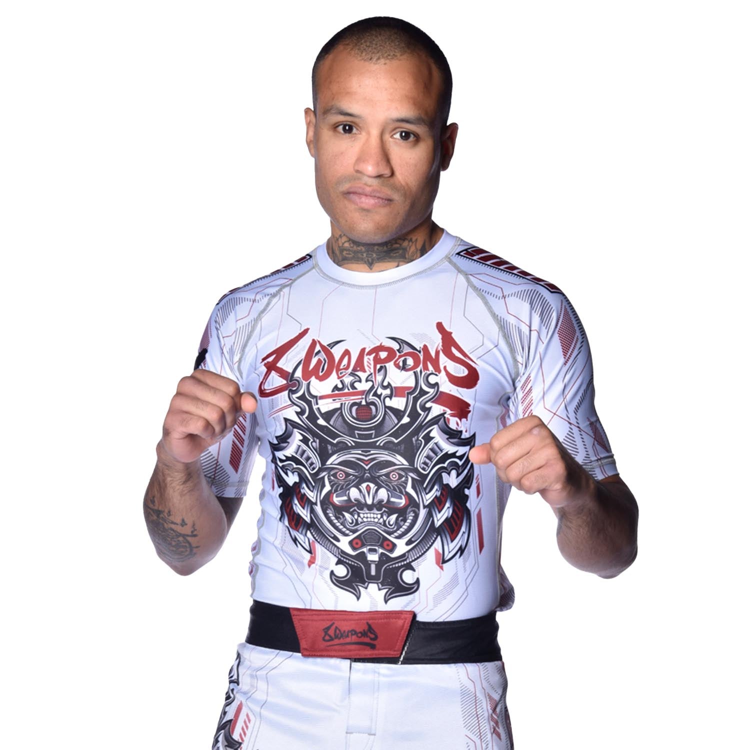 Rashguard Manches Courtes - 8 WEAPONS - Samurai 2.0 - Blanc/Rouge