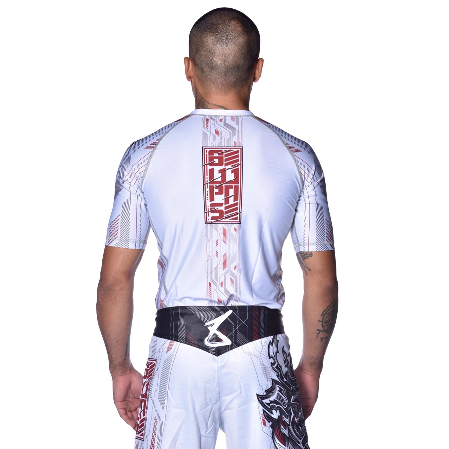 Rashguard Manches Courtes - 8 WEAPONS - Samurai 2.0 - Blanc/Rouge