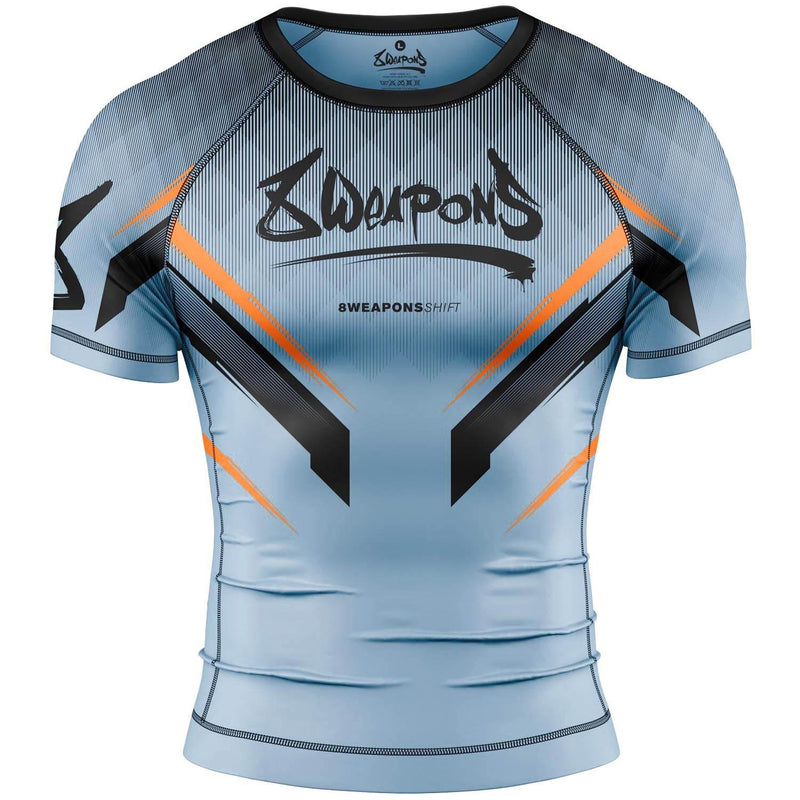 Rashguard Manches Courtes - 8 WEAPONS - Shift - Gris glacé/Orange