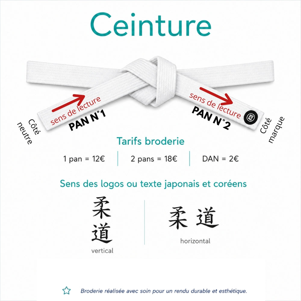 Broderie personnalisée pour kimono et ceinture