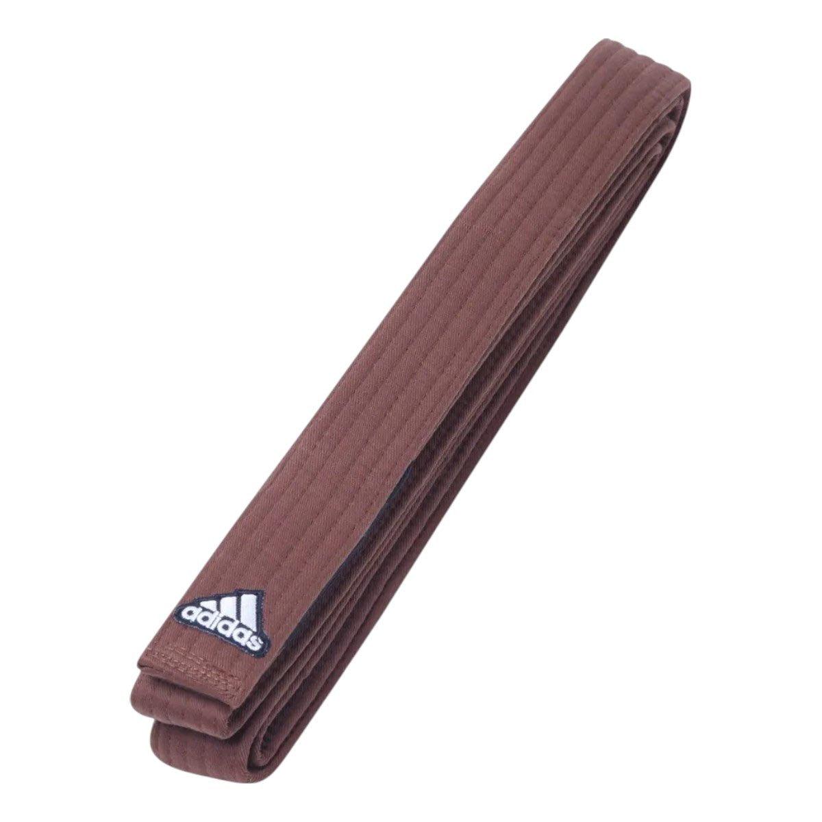 Brown Adidas Brazilian Jiu Jitsu belt with reinforced stitching and logo patch
