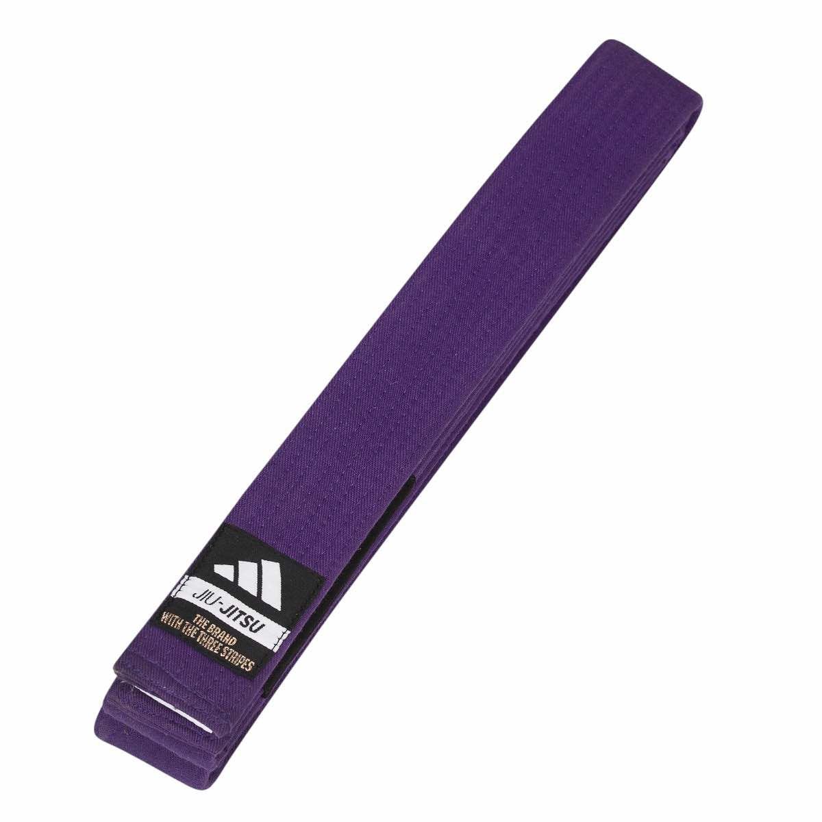 Purple Adidas Elite Brazilian Jiu Jitsu belt with patch and durable stitching for martial arts training