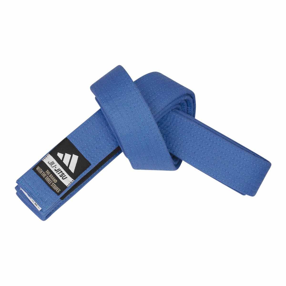 Blue Adidas official elite Brazilian Jiu Jitsu belt with double stitching and patch for martial arts training
