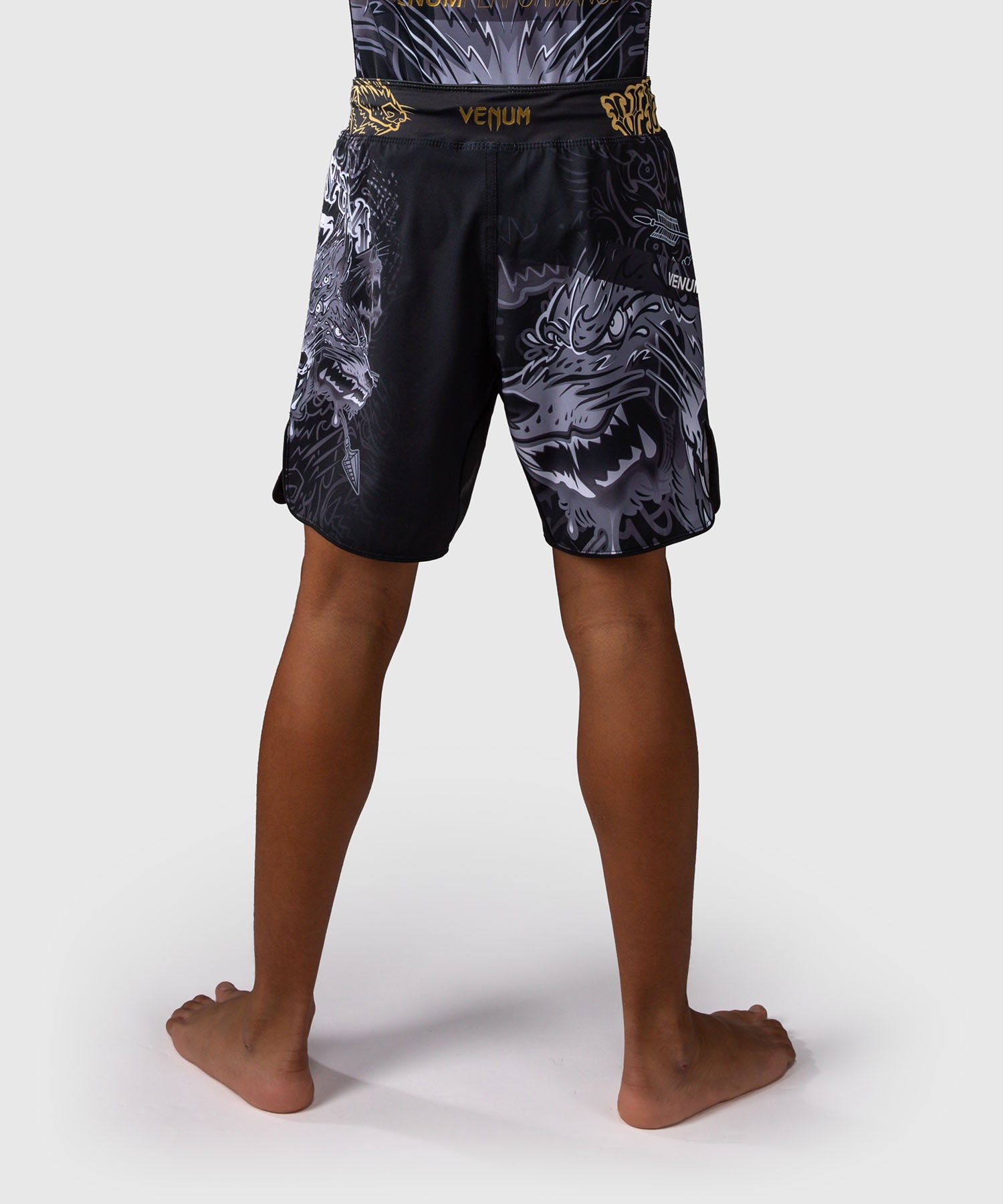 Fightshort enfant Venum Wolf Atak - Noir/Gris 10 ans