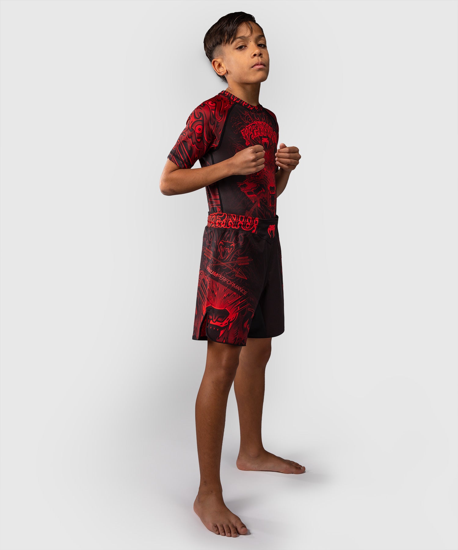 Fightshort enfant Venum Wolf Atak - Noir/Rouge