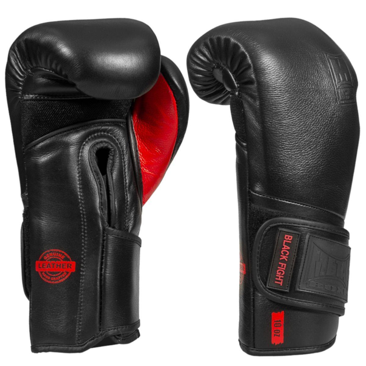 Gants de Boxe en cuir Metal Boxe Black Fight 10 Oz - Boutique des Arts Martiaux et Sports de Combat