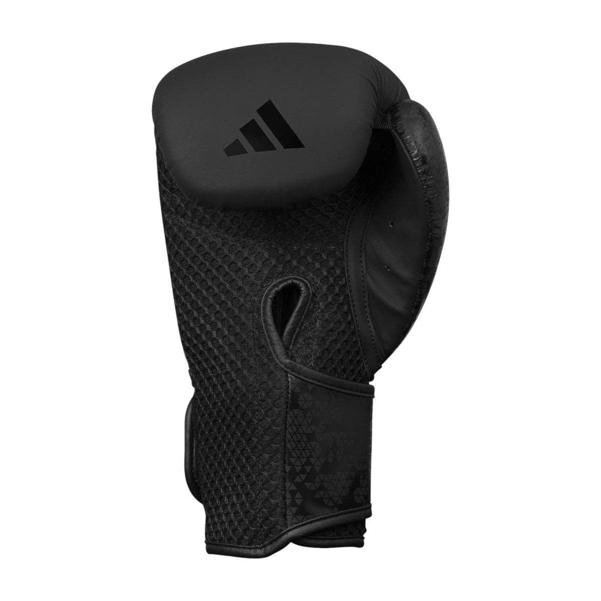 Gants de Boxe Combat 50 adidas noirs en PU avec tissu mesh ventilé et fermeture velcro sécurisée