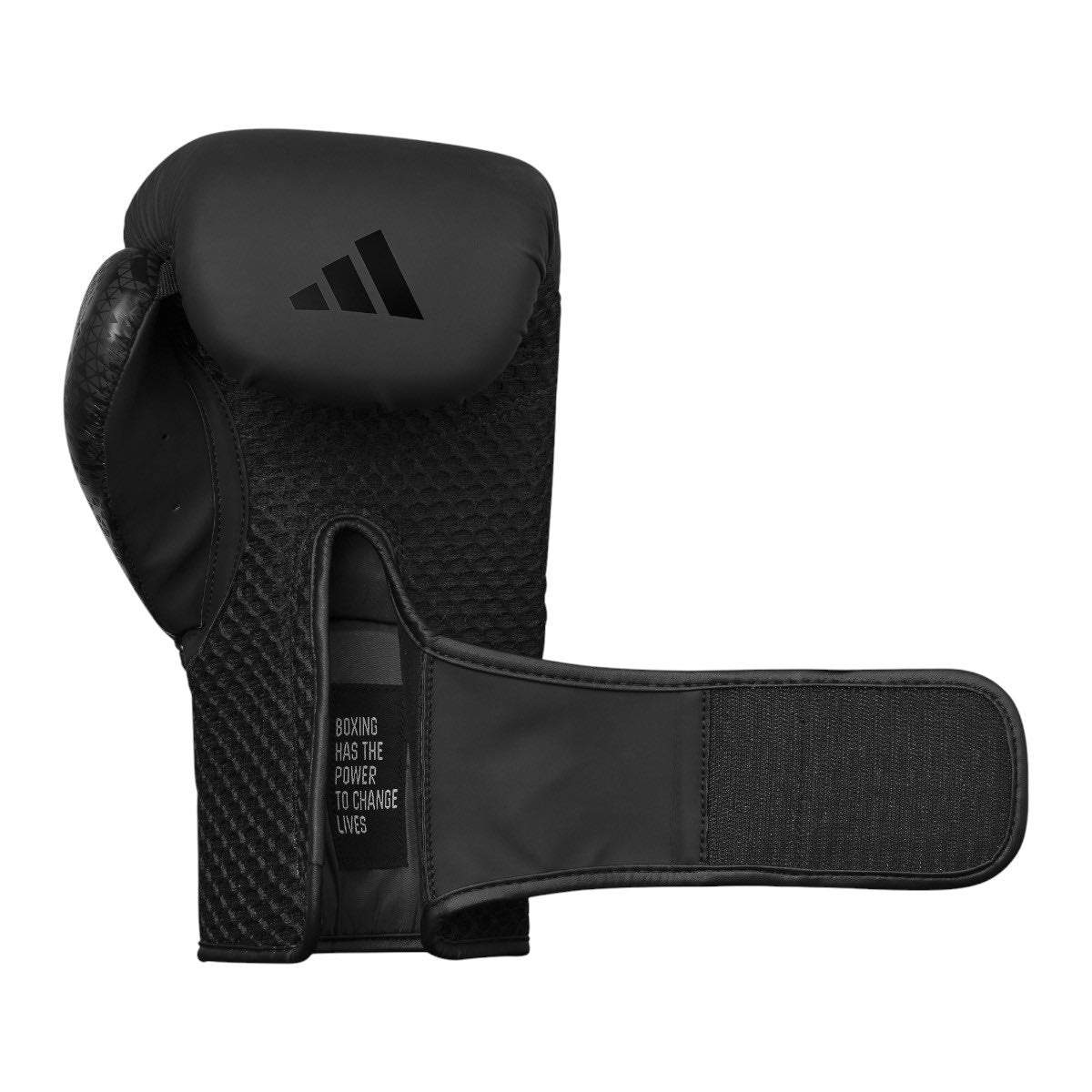 Gants de Boxe Combat 50 adidas noirs en PU avec ventilation et fermeture velcro pour entraînement confortable et durable