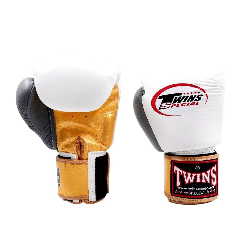 Gants de boxe Twins Cuir BGVL 3 Original Blanc/OR