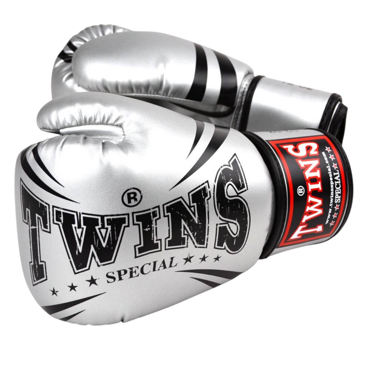 Gants de Boxe Twins TW6 Skintex Metal Velcro gris