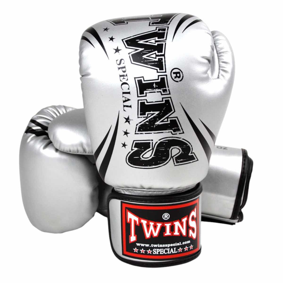 Gants de Boxe Twins TW6 Skintex Metal Velcro gris 2