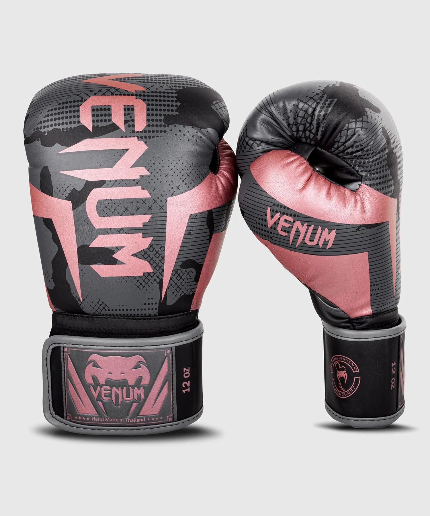 Gants de boxe Venum Elite - Noir/Or/Rose 8 Oz - Boutique des Arts Martiaux et Sports de Combat