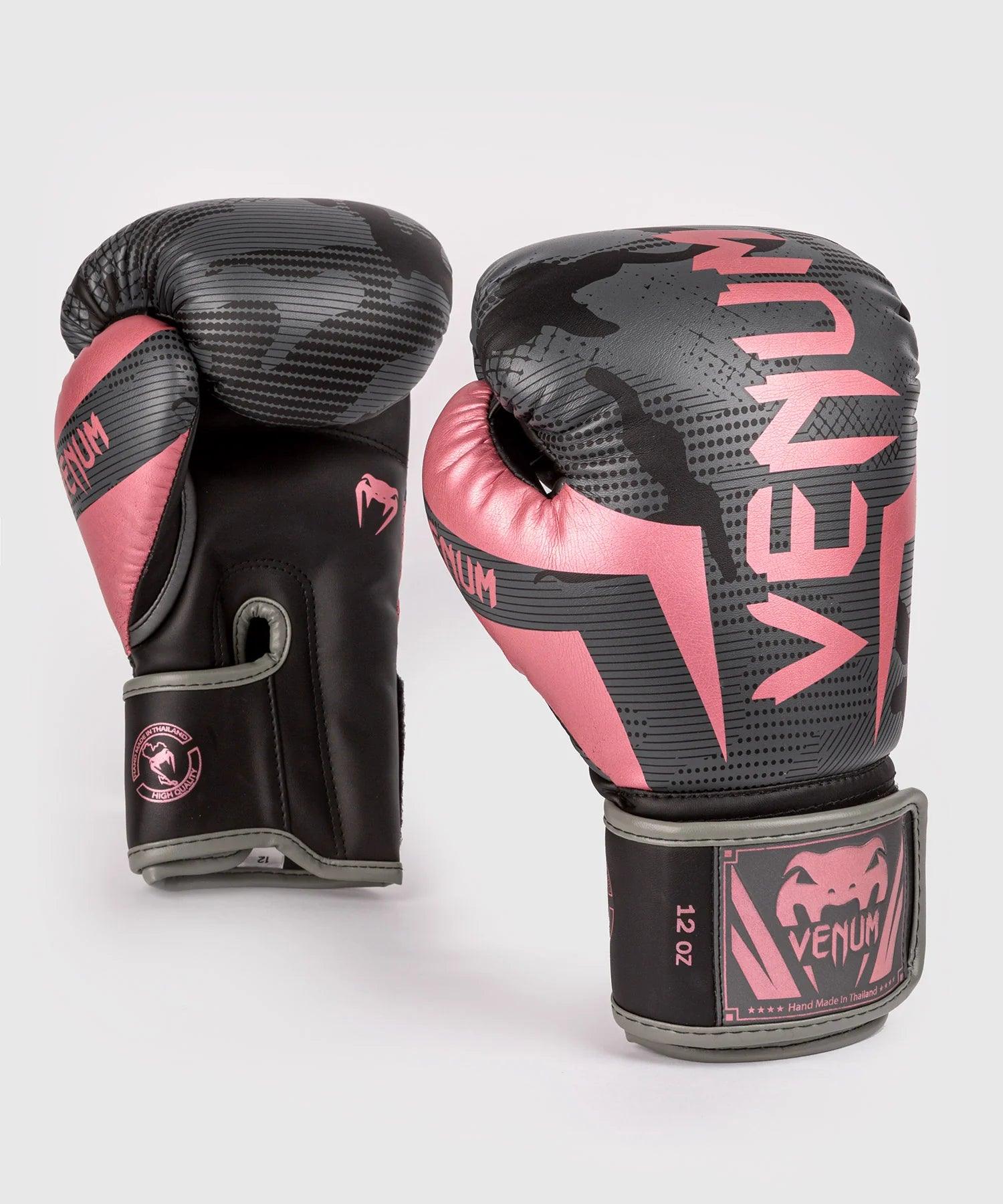Gants de boxe Venum Elite - Noir/Or/Rose 8 Oz - Boutique des Arts Martiaux et Sports de Combat