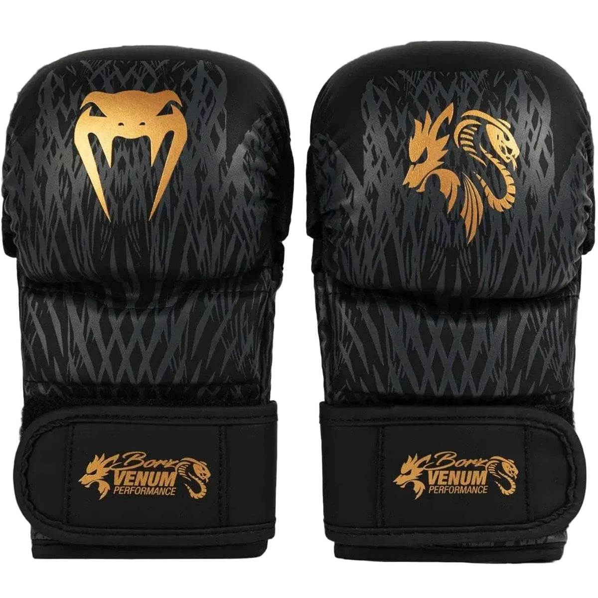 Gants de sparring Venum x Chimaev Wild Borz noir et or en cuir premium
