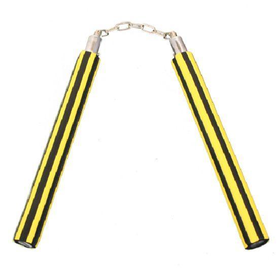 Nunchaku mousse chaîne rayé Dojo Master Noir/Jaune