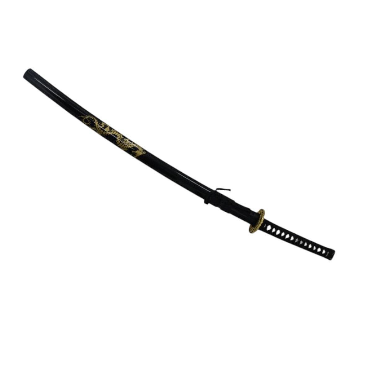 Katana non tranchant Noir Dragon doré K023