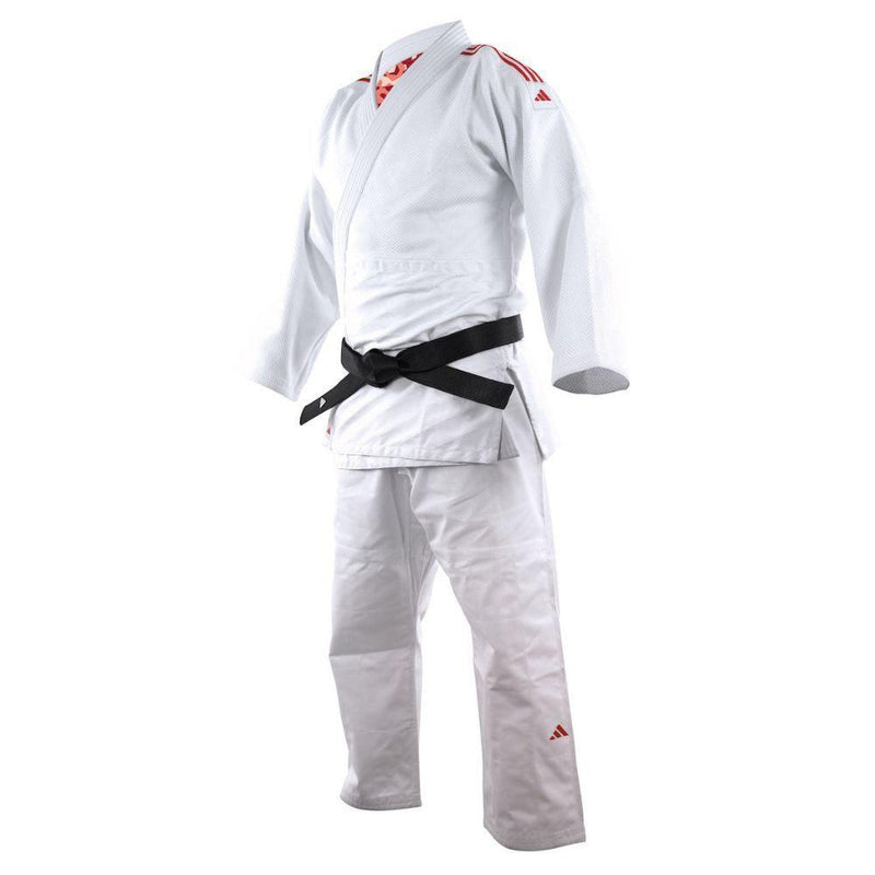 Kimono de judo Adidas J690 Quest – 690 g/m² - Blanc - Bandes Rouges