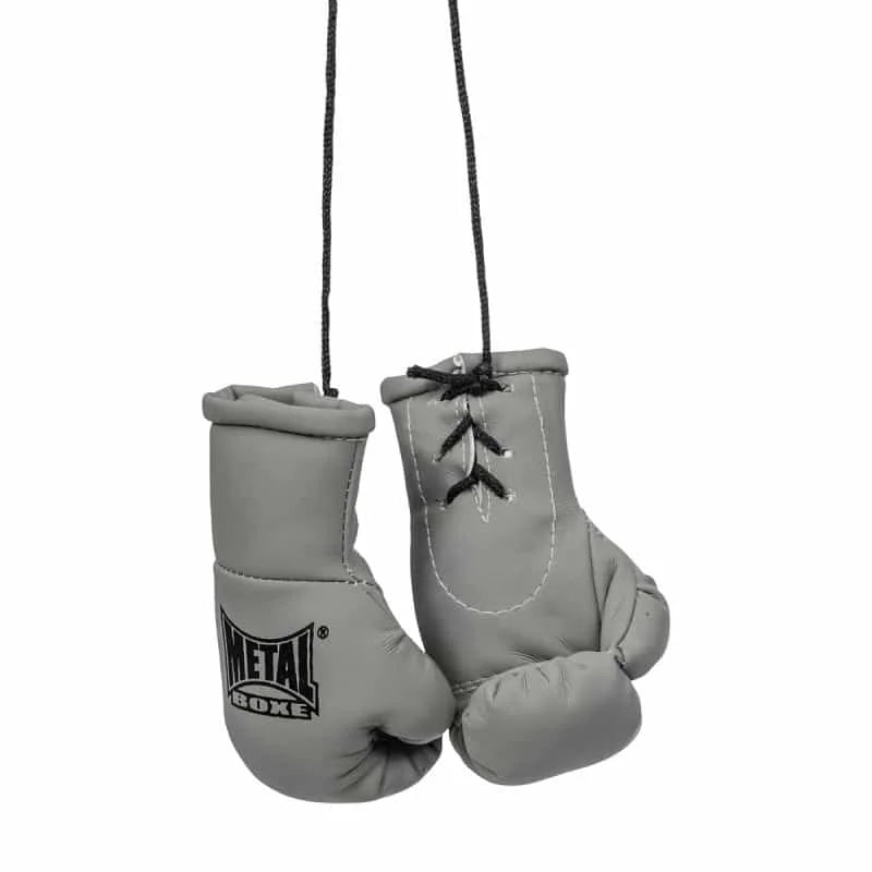 Paire de mini gants de boxe Metal Boxe gris à suspendre au rétroviseur