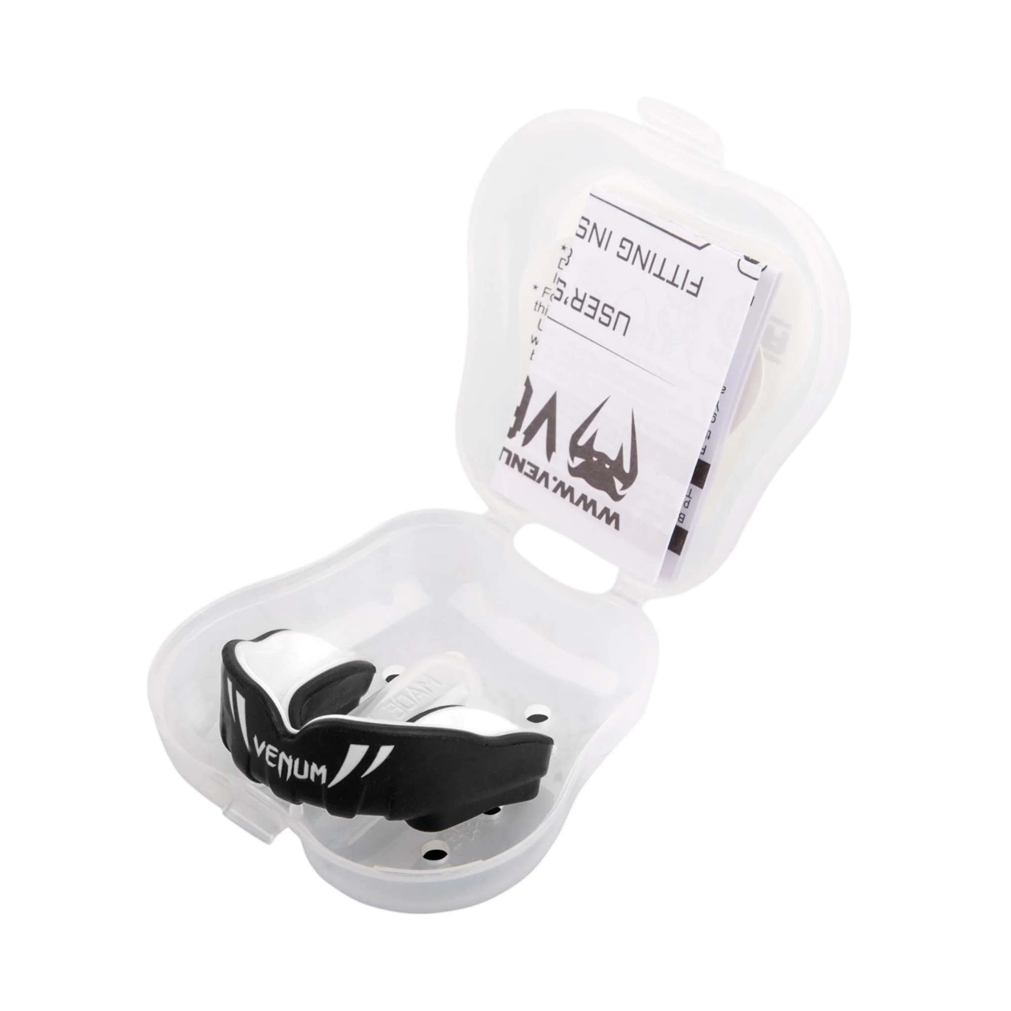 Protège-dents pour enfant Venum Challenger noir et blanc avec boîte de rangement pour sports de combat