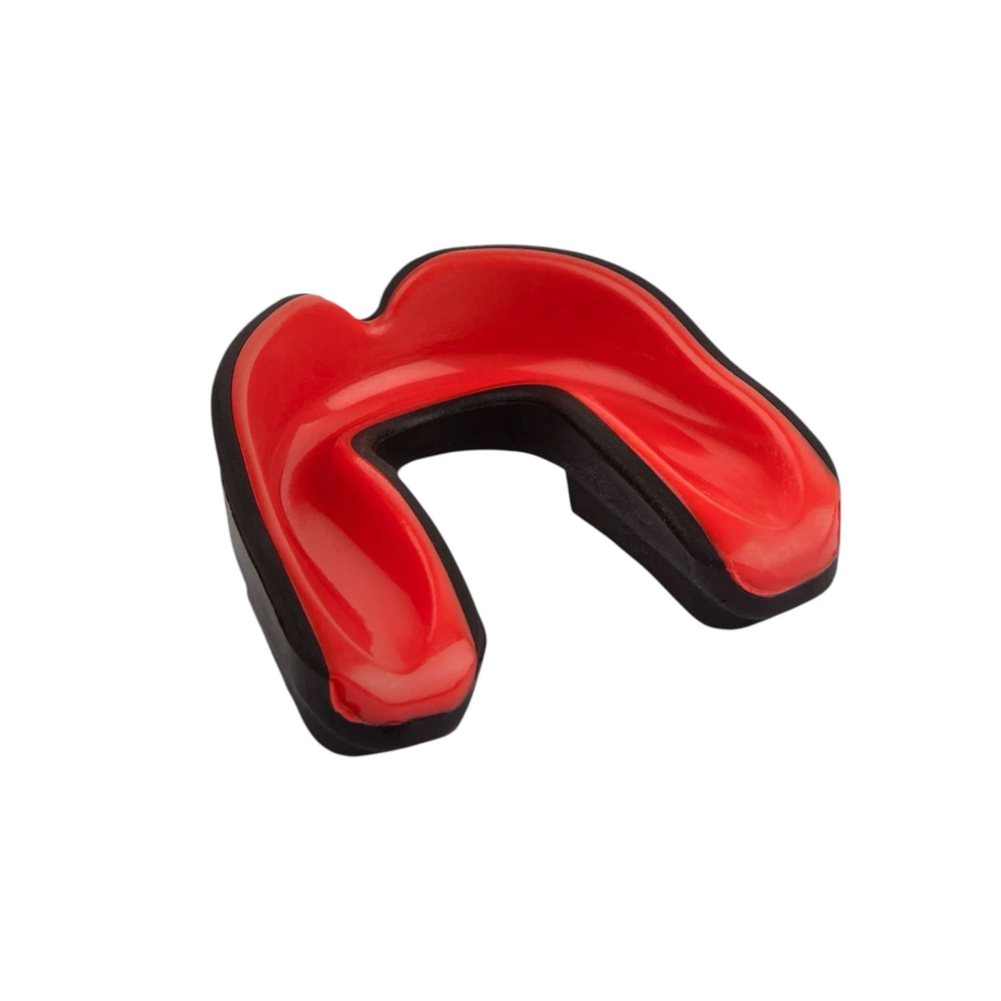 Protège-dents enfant Venum Challenger rouge et noir double couche pour sports de combat, protection haute densité, boîte de rangement incluse.