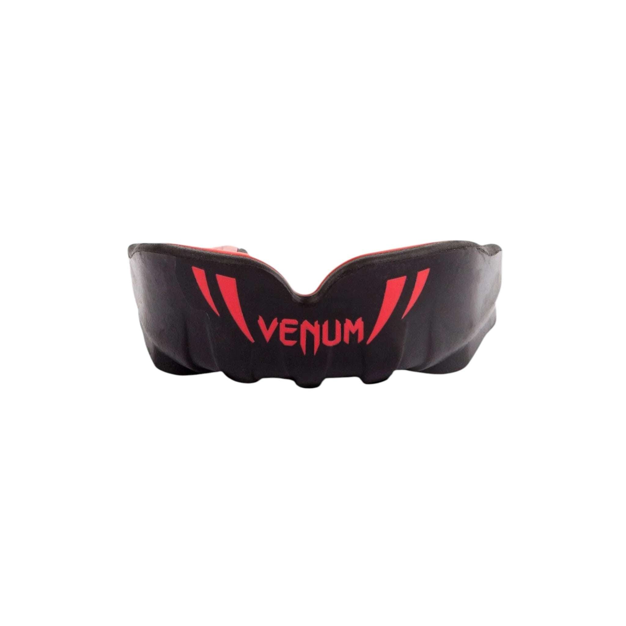 Protège-dents enfant Venum Challenger noir et rouge pour sports de combat avec double couche gel et haute densité.