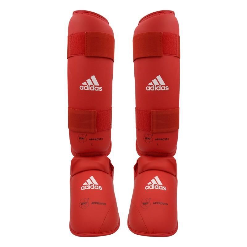 Protège-tibia & pied amovible adidas Karate approuvé wkf rouge