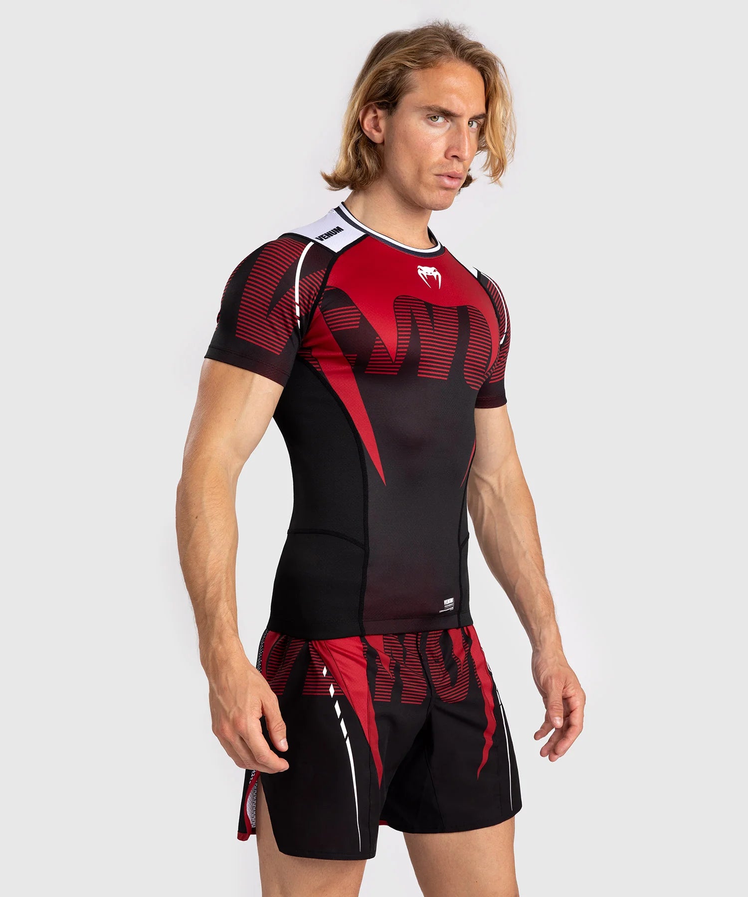 Rashguard À Manches Courtes pour Hommes Venum Adrenaline - Rouge / Noir