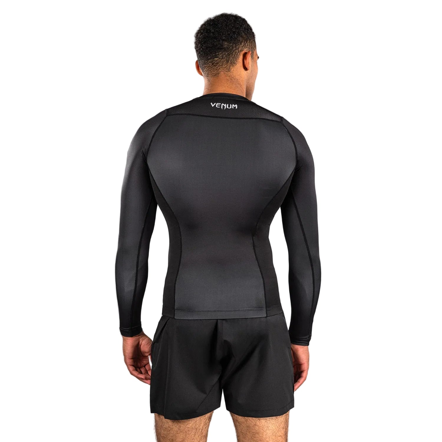 Rashguard Venum No-Gi noir et gris argenté pour l'entraînement de JJB et MMA