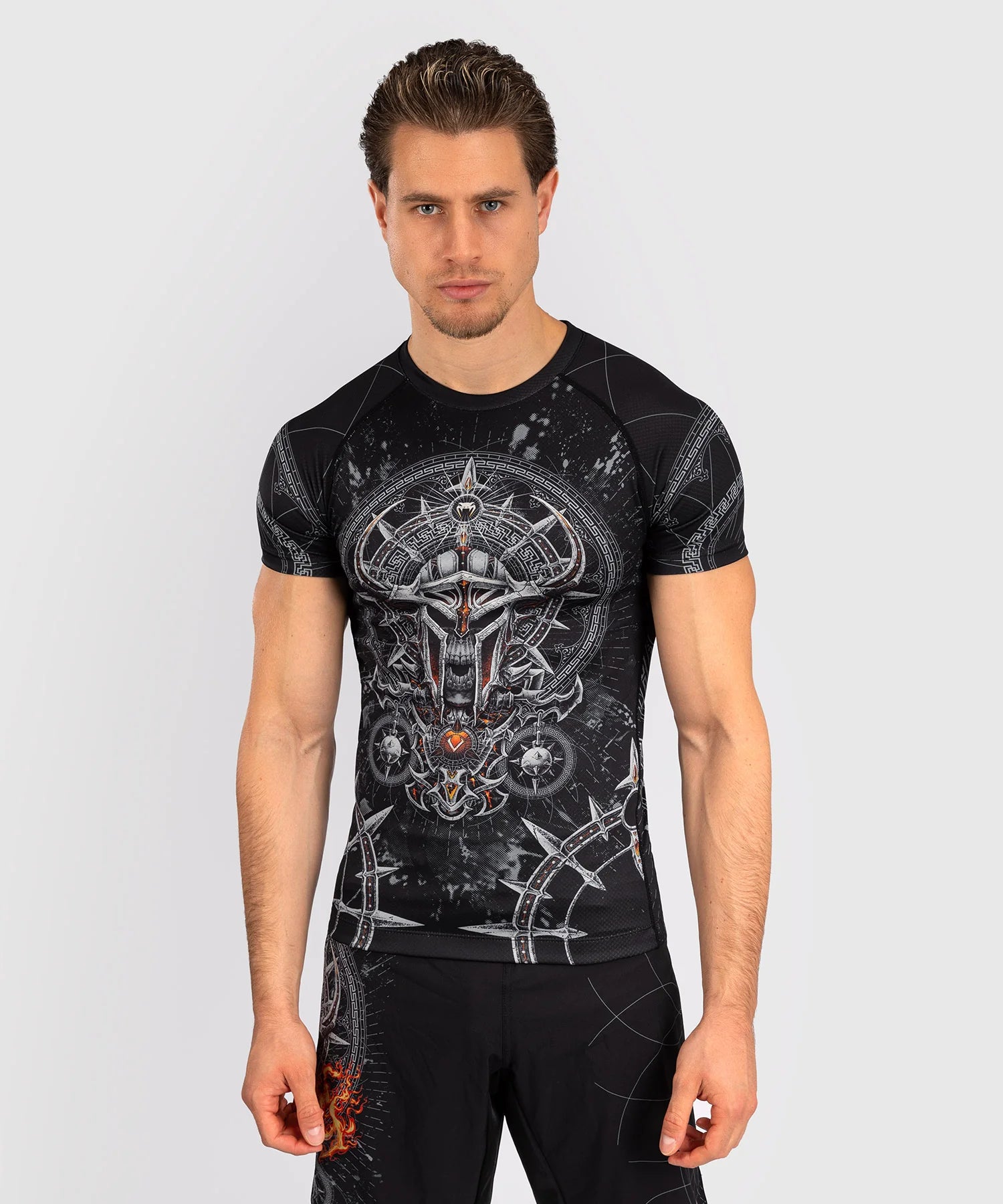 Rashguard à Manches Courtes pour Hommes Venum Gladiator 5.0 - Noir/Argent