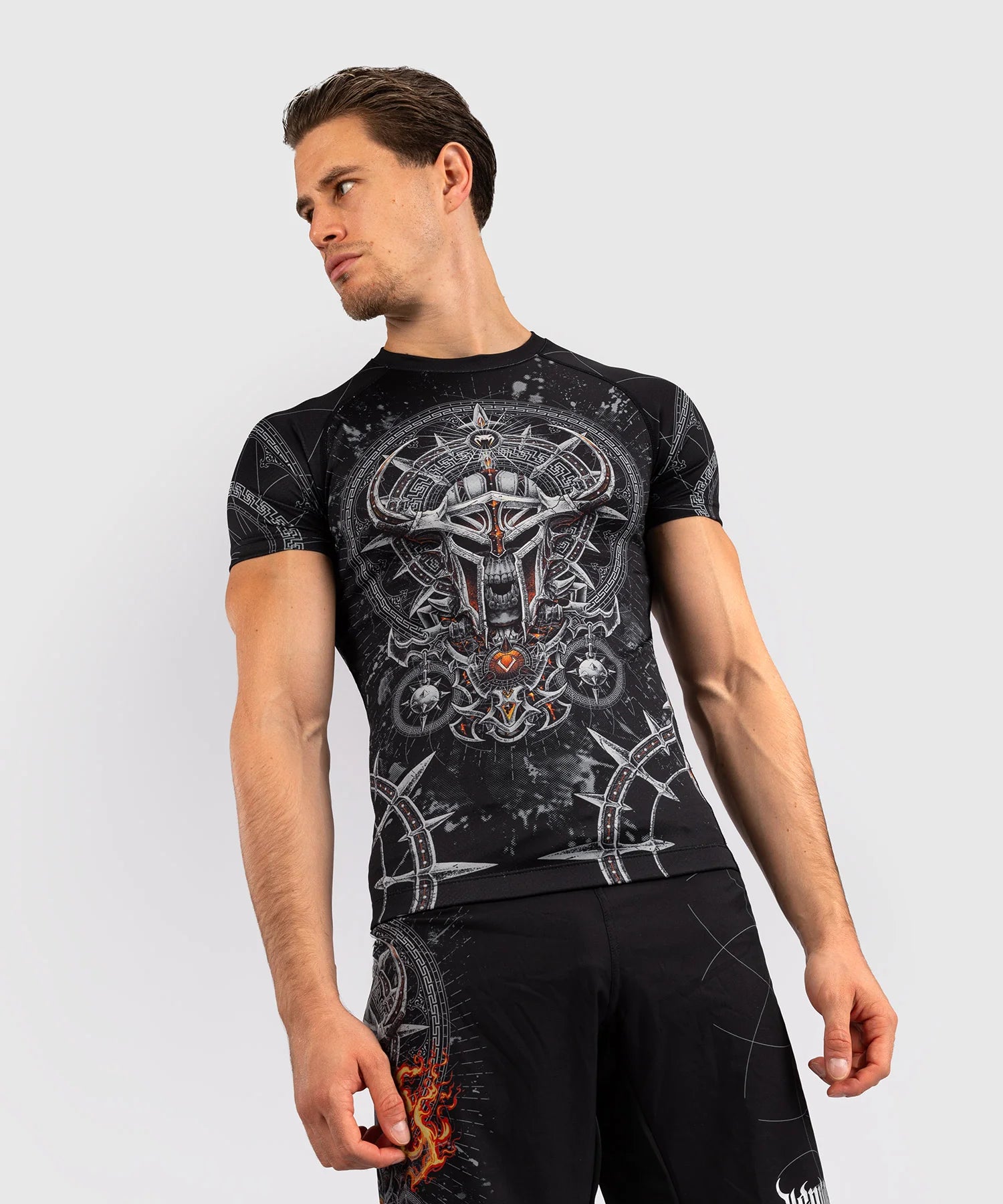 Rashguard à Manches Courtes pour Hommes Venum Gladiator 5.0 - Noir/Argent