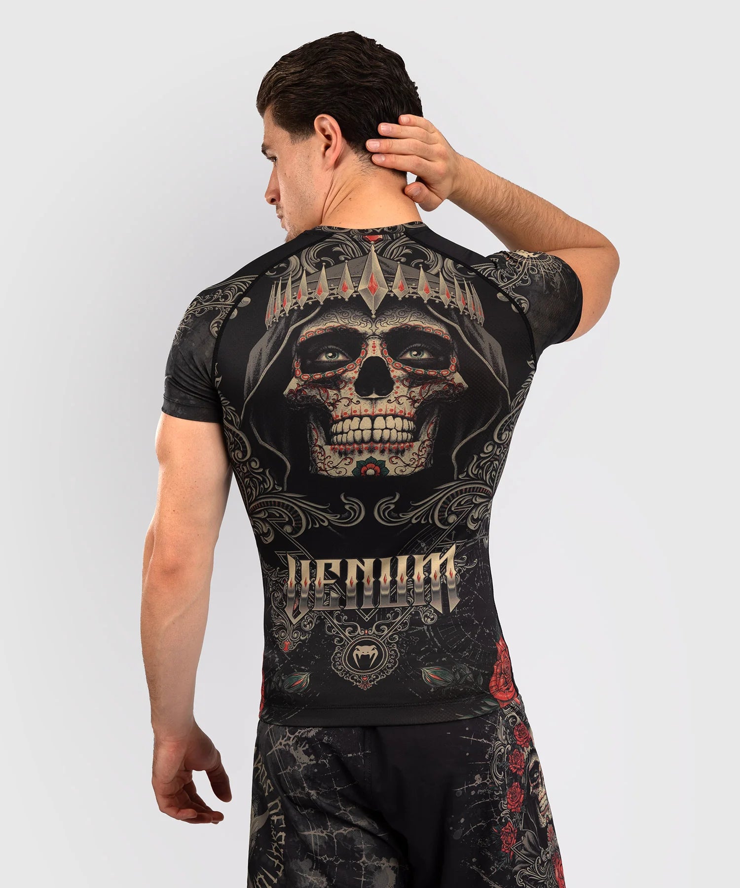 Rashguard à Manches Courtes Venum Santa Muerte 5.0 - Noir Profond/Or