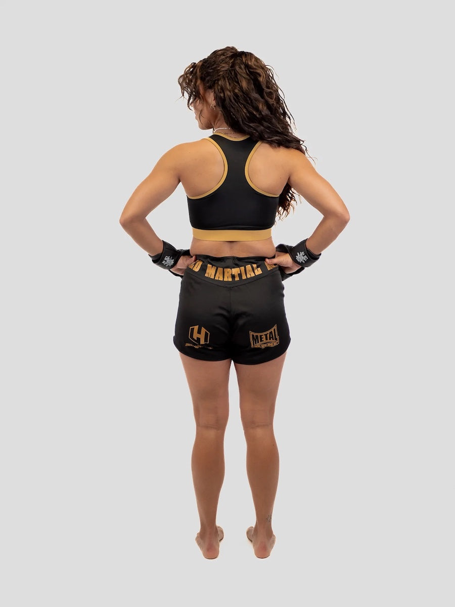 Short Femme Metal Boxe Hexagone MMA - Noir