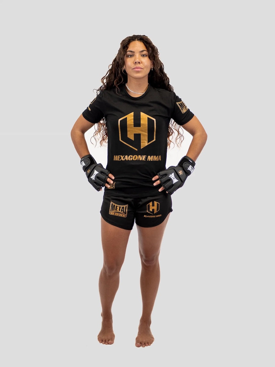 Short Femme Metal Boxe Hexagone MMA - Noir