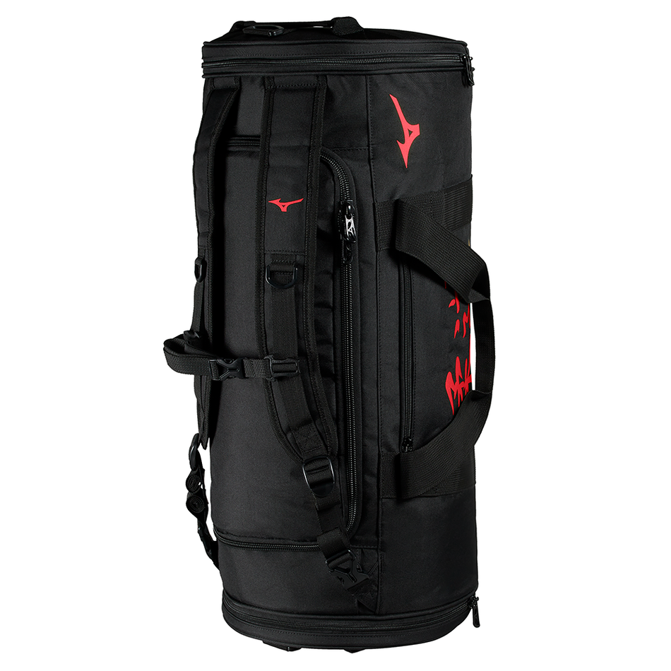 Sac Mizuno Multiway noir rouge, compartiment central double zip