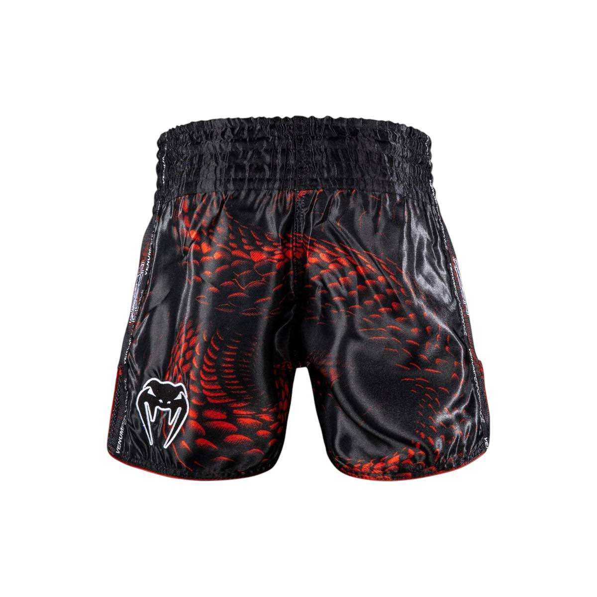 Short de Muay Thai Venum Matupa noir rouge argent pour entraînement combat
