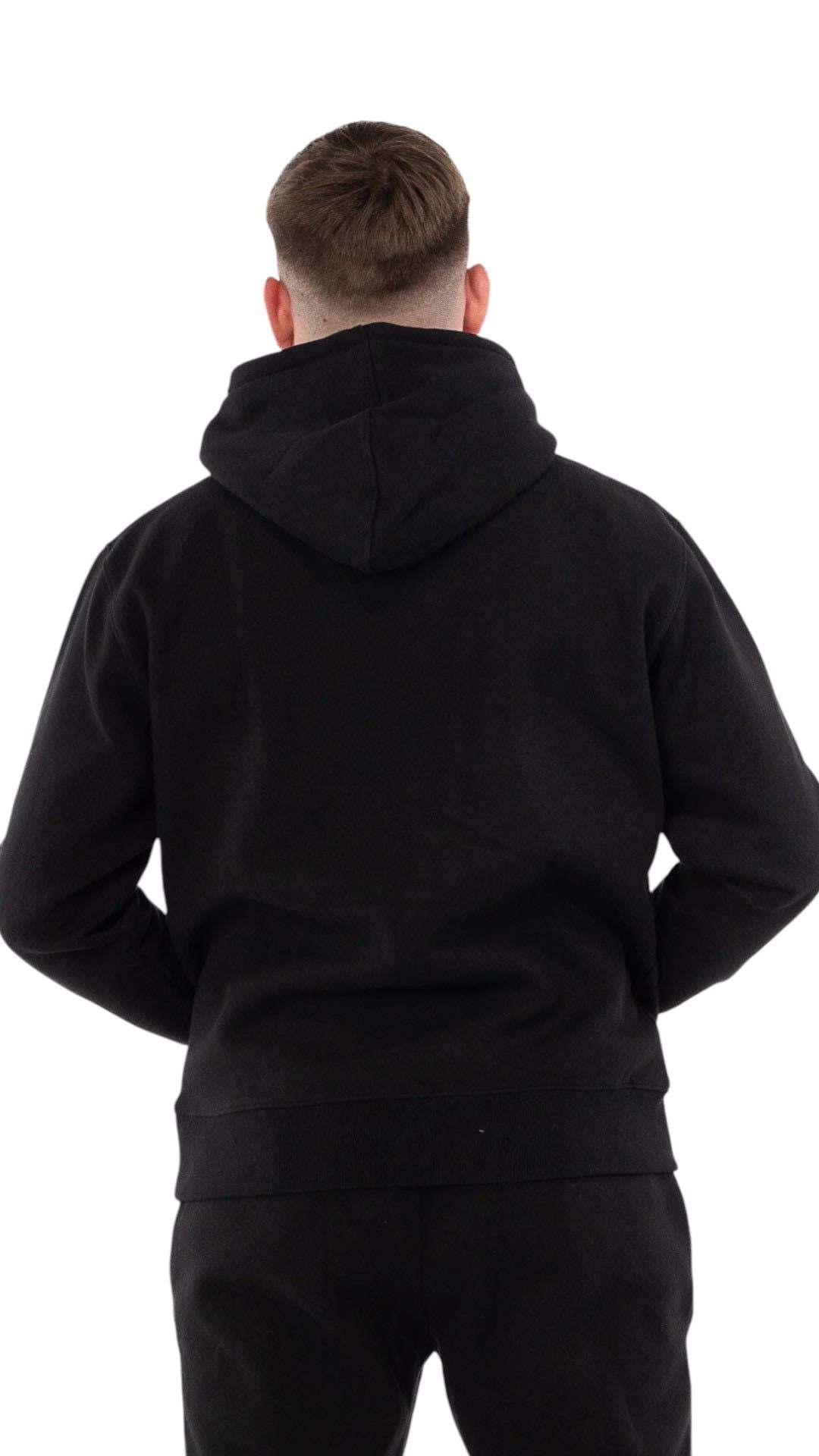 sweat à capuche Metal Boxe noir uni vue de dos avec capuche doublée et coupe décontractée
