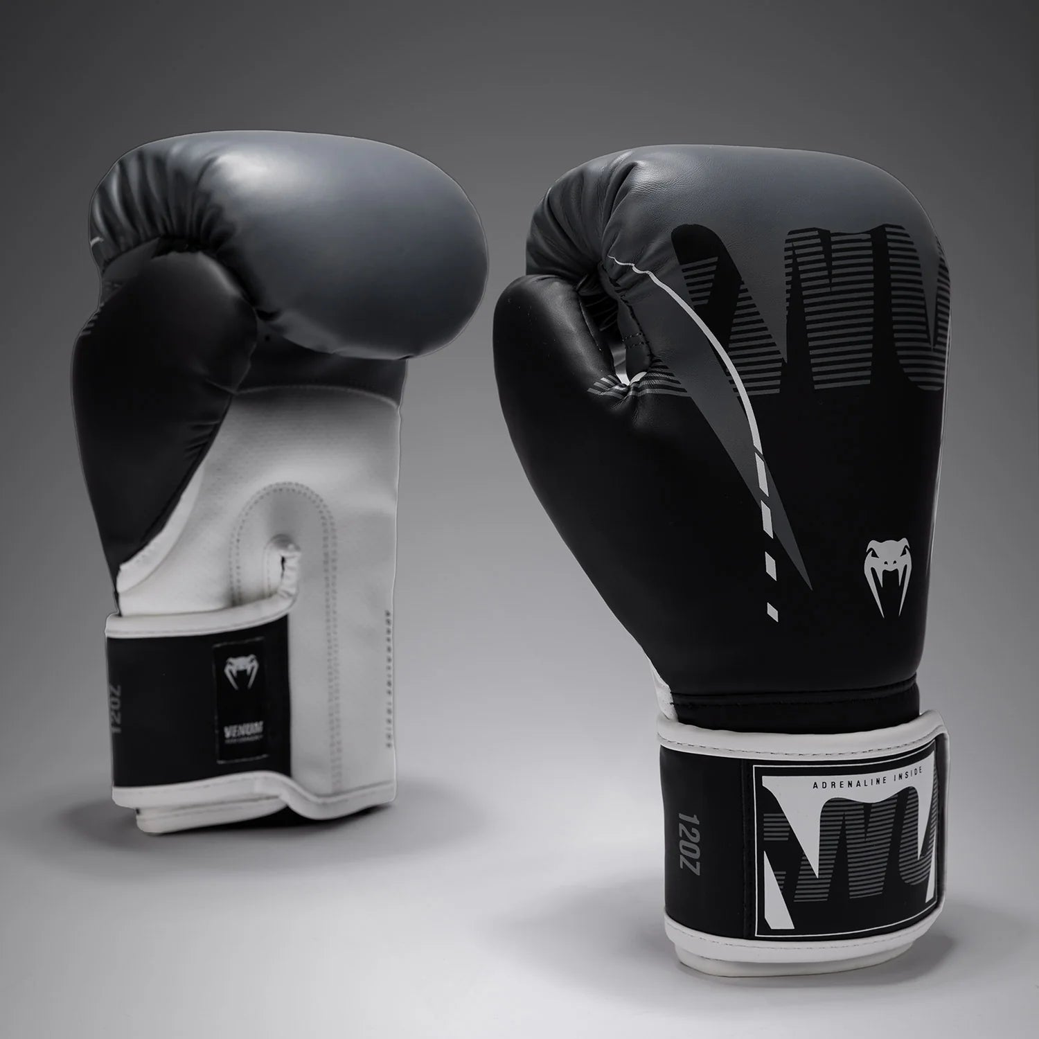 Gants de boxe Venum Adrenaline – Noir/Argent/Gris