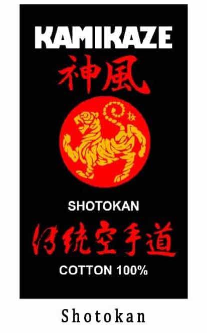Ceinture noire Karate étiquette Shotokan - Kamikaze - Boutique des Arts Martiaux