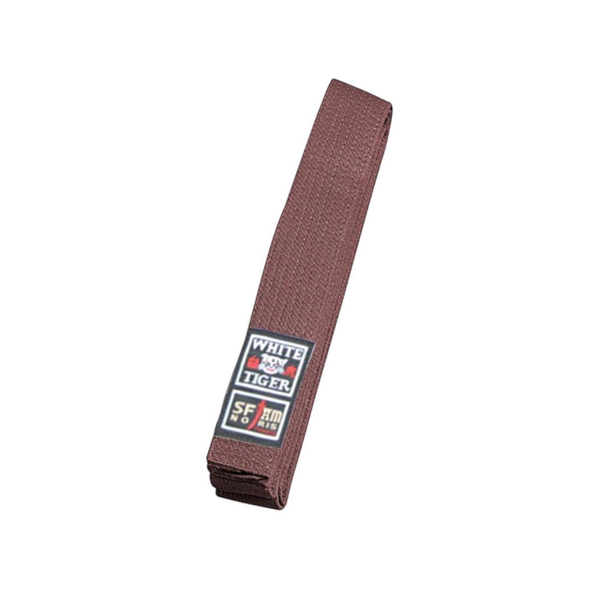 Ceinture Marron Judo Noris White Tiger piquée CE2