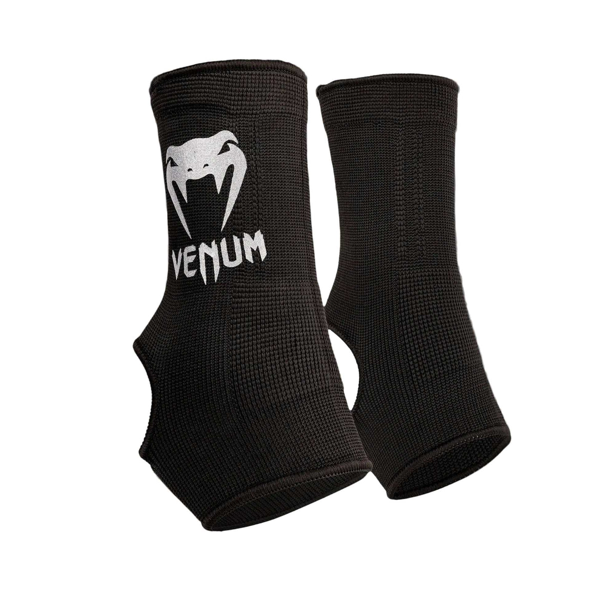 Chevillères Venum Kontact noires en coton élastique, vendues par paire avec logo Venum blanc.