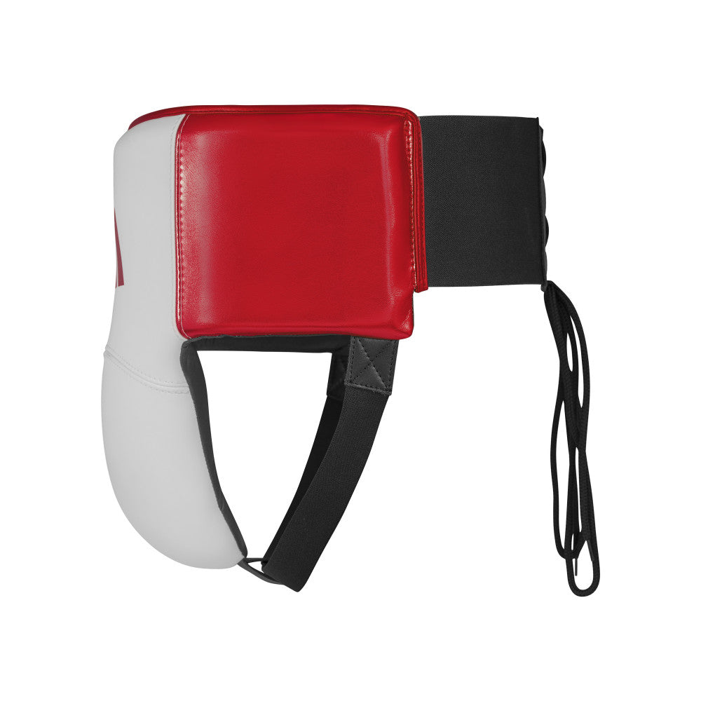 Coquille de boxe Pro adidas blanc et rouge, cuir de vachette