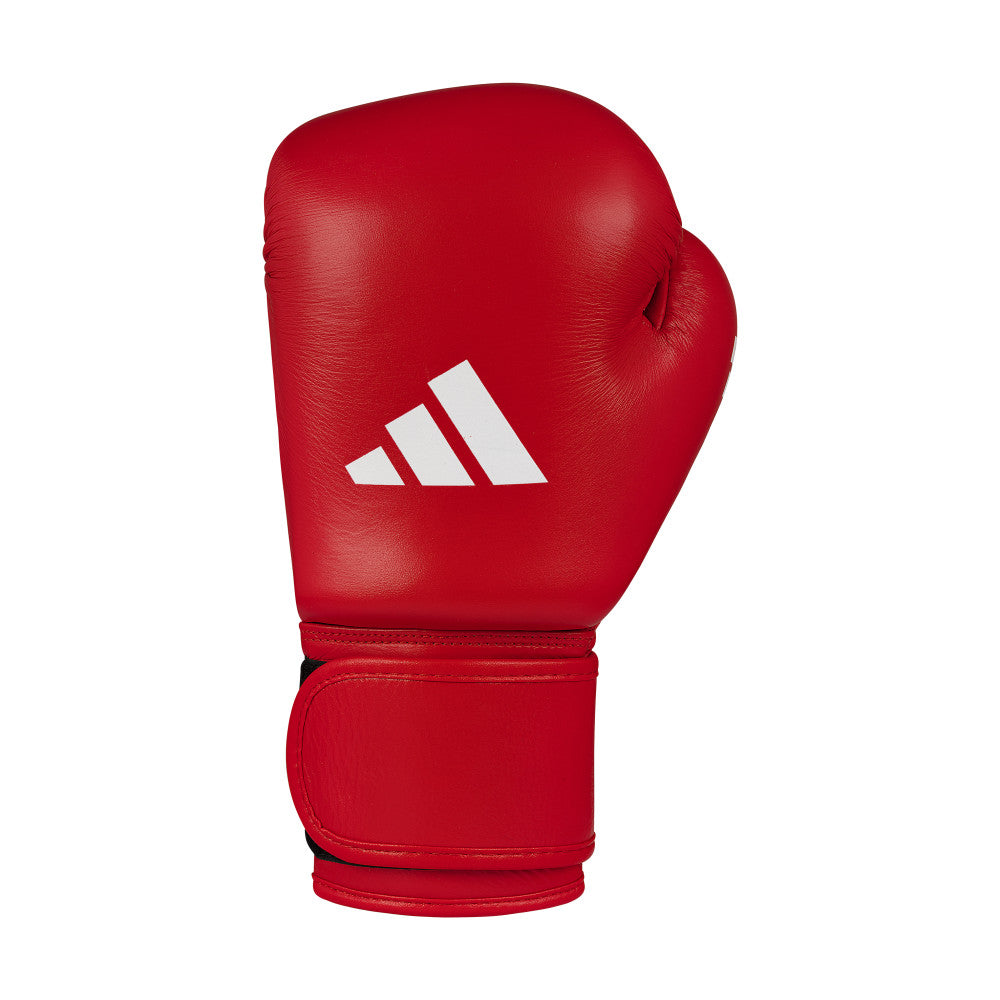 Cuir et logo trois bandes du gant de boxe adidas World Boxing rouge