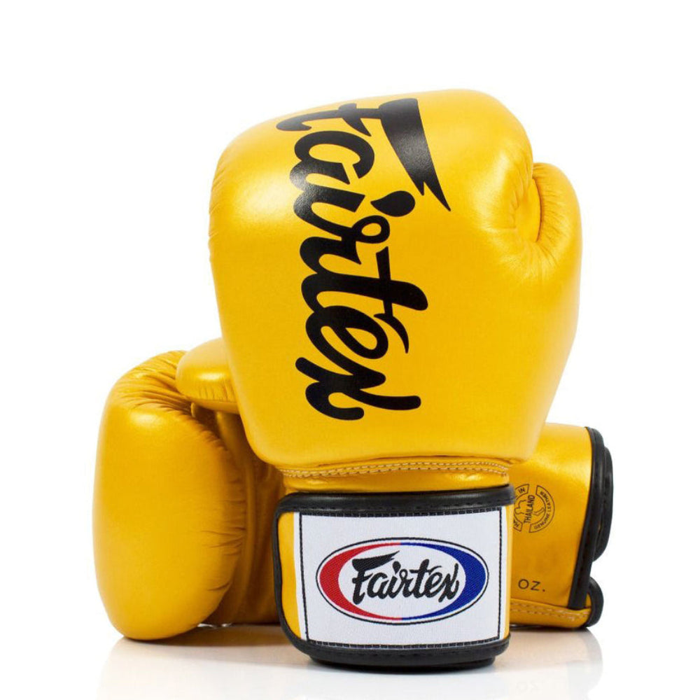 Gants de boxe Fairtex BGV19 Deluxe noir et or, cuir premium