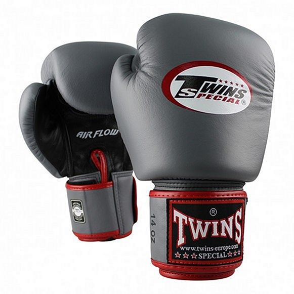 Gants de boxe Twins BGVL3 Air Flow gris, paume en mesh respirant