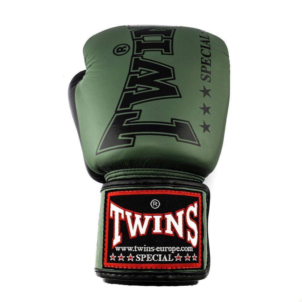 Paire de gants de boxe Twins BGVL8 vert olive fait main