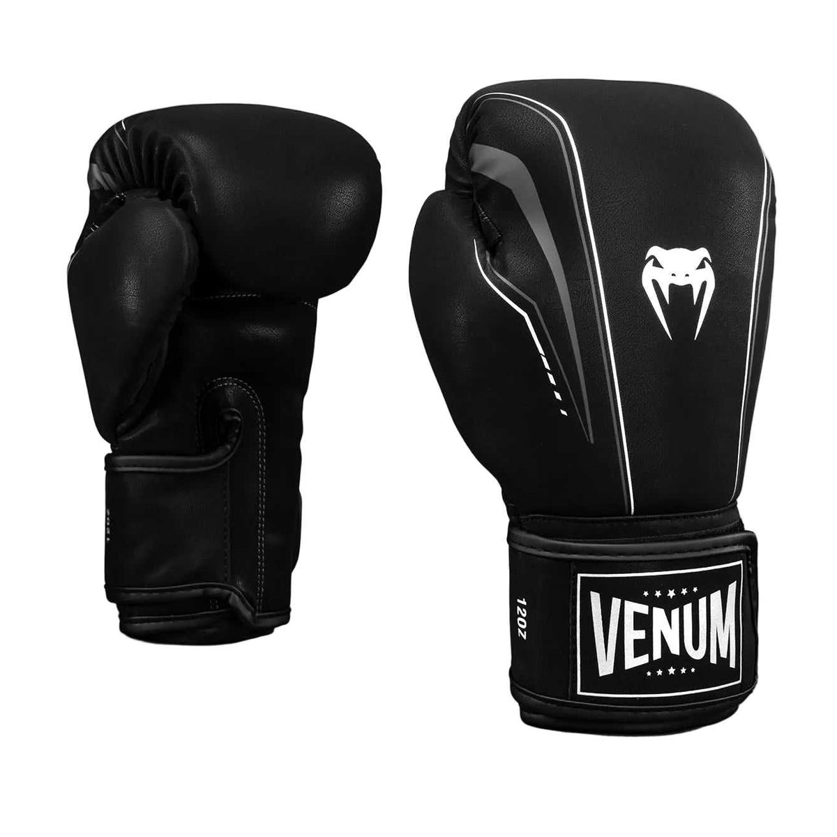 Gants de boxe Venum Streamline noirs et blancs en cuir synthétique avec mousse triple densité et ventilation micro-perforée
