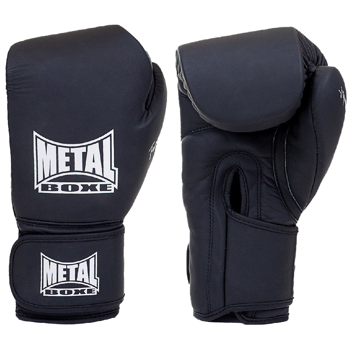 Gants de boxe noir en cuir Genesis Metal Boxe avec velcro maintien et absorption choc