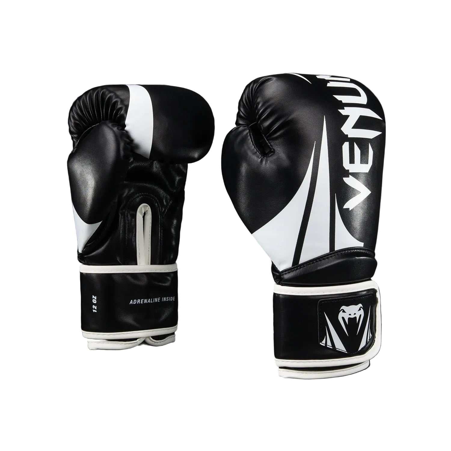 Gants de boxe Venum Challenger 2.5 blanc et noir, protection et confort optimisés pour débutants et intermédiaires